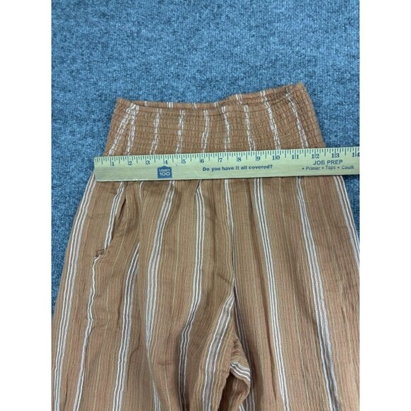 Billabong Pants Womens M Rust Orange Striped Smocked High Waist Wide Leg Boho - Picture 2 of 10